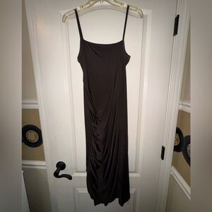 Dark Brown Body Contour Dress with Slit